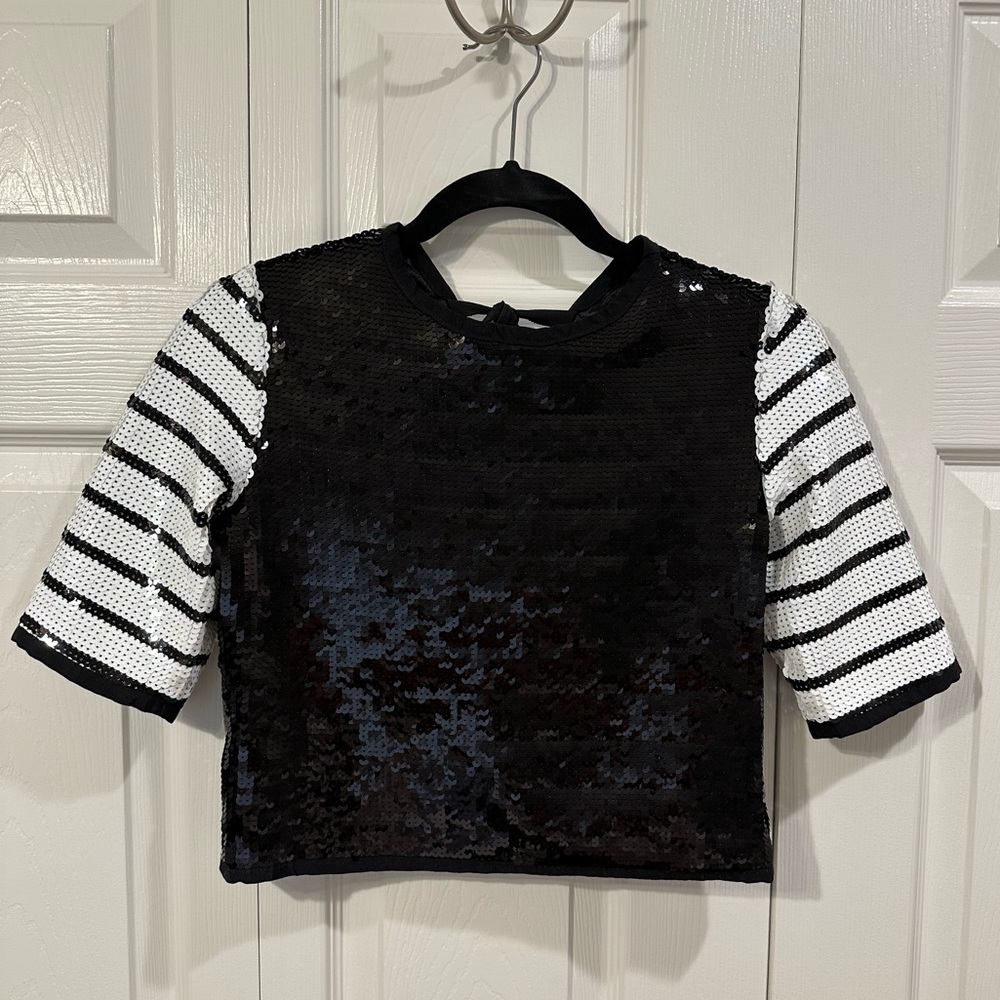 Zara sequin cropped tie back top.